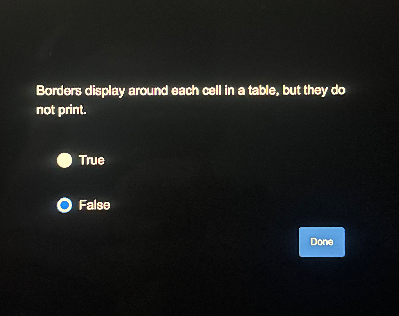 Borders display around each cell in a table, but they | Chegg.com