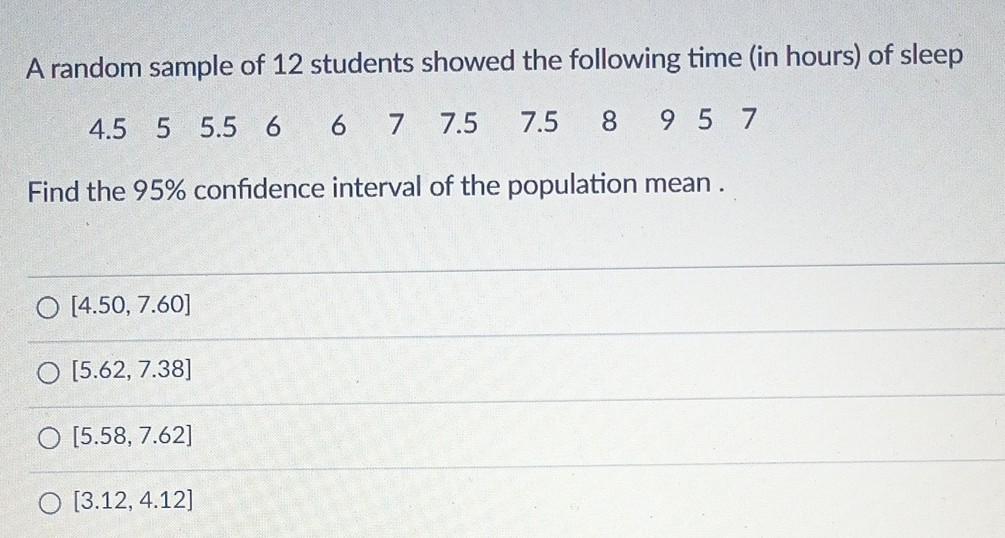 Solved A Random Sample Of 12 Students Showed The Following Chegg Com