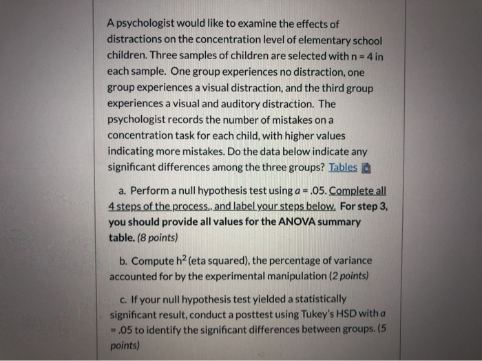 Solved A psychologist would like to examine the effects of | Chegg.com