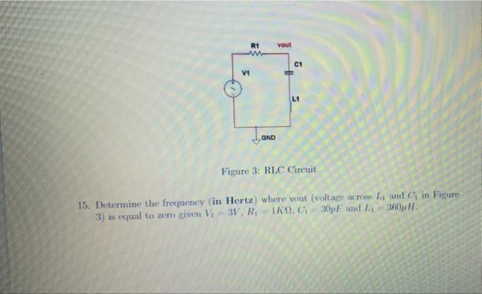 Solved 5 R1 V1 vout C1 L1 GND Figure 3: RLC Circuit 15. | Chegg.com