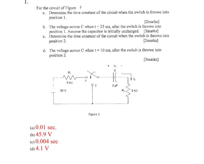 Solved For the circuit of Figure 2 a. Determine the time | Chegg.com