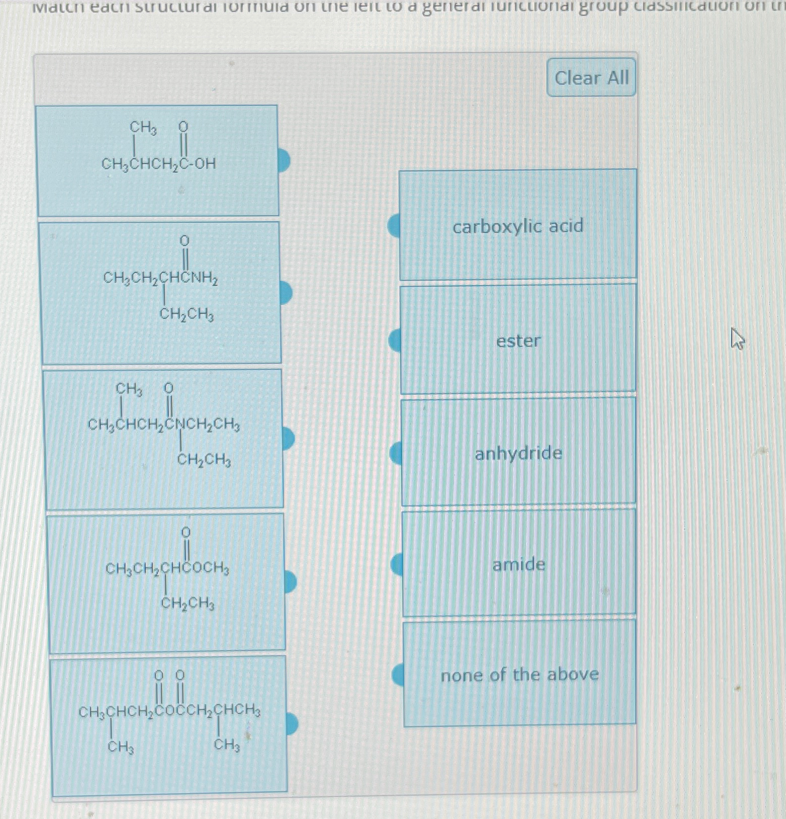 Solved Match each structural formula on the left to a | Chegg.com