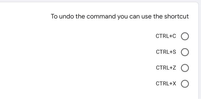 Solved To undo the command you can use the shortcut CTRL+C | Chegg.com