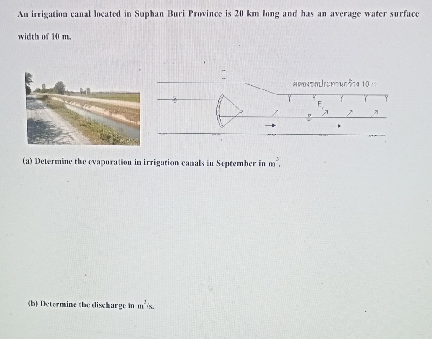 Solved An irrigation canal located in Suphan Buri Province