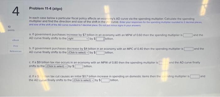 Solved In Each Case Below A Particular Fiscal Policy Affects