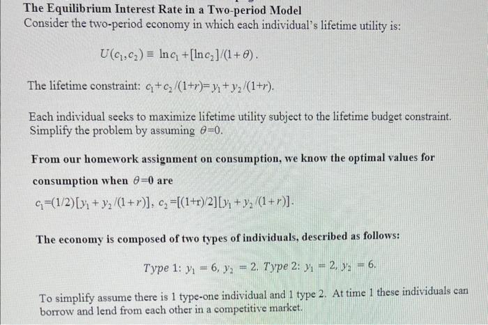 Solved The Equilibrium Interest Rate in a Two-period Model | Chegg.com