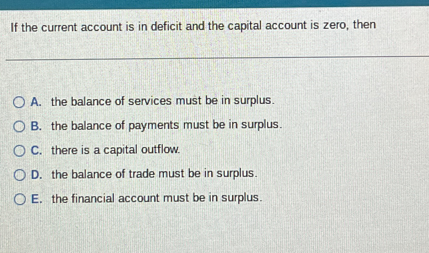 Solved If the current account is in deficit and the capital | Chegg.com