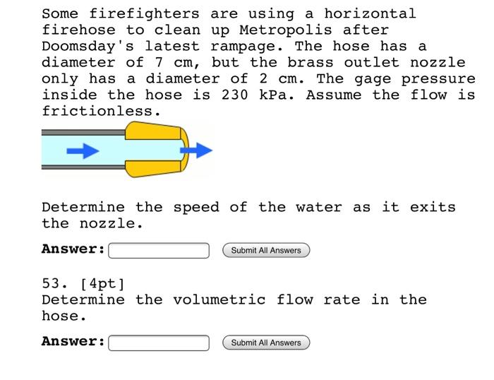 Solved Some firefighters are using a horizontal firehose to | Chegg.com