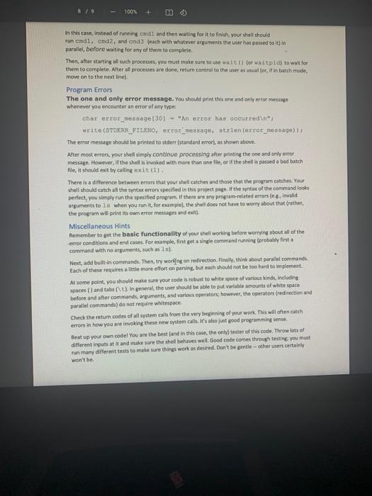 Project 2: Developing a Linux Shell In this project, | Chegg.com