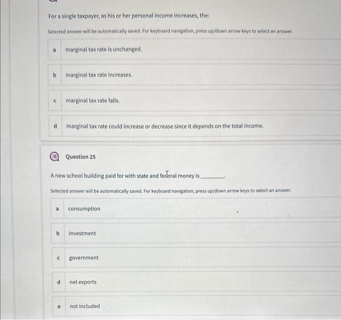 Solved For a single taxpayer, as his or her personal income | Chegg.com