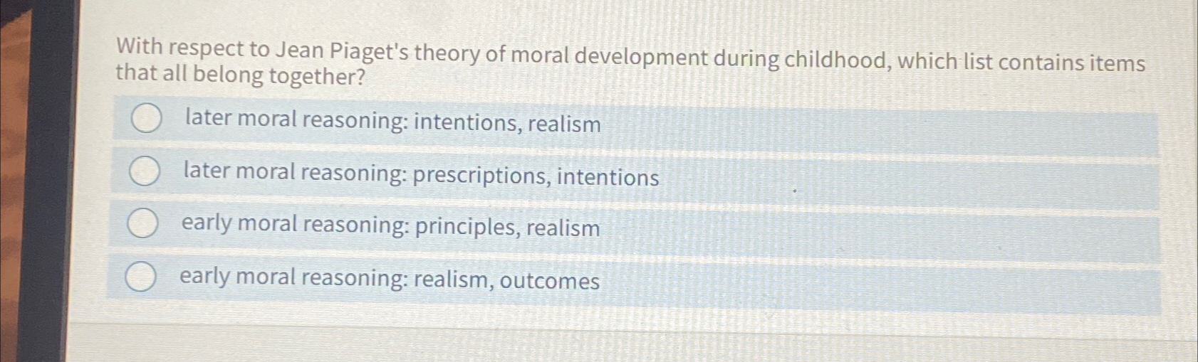 Solved With respect to Jean Piaget s theory of moral Chegg