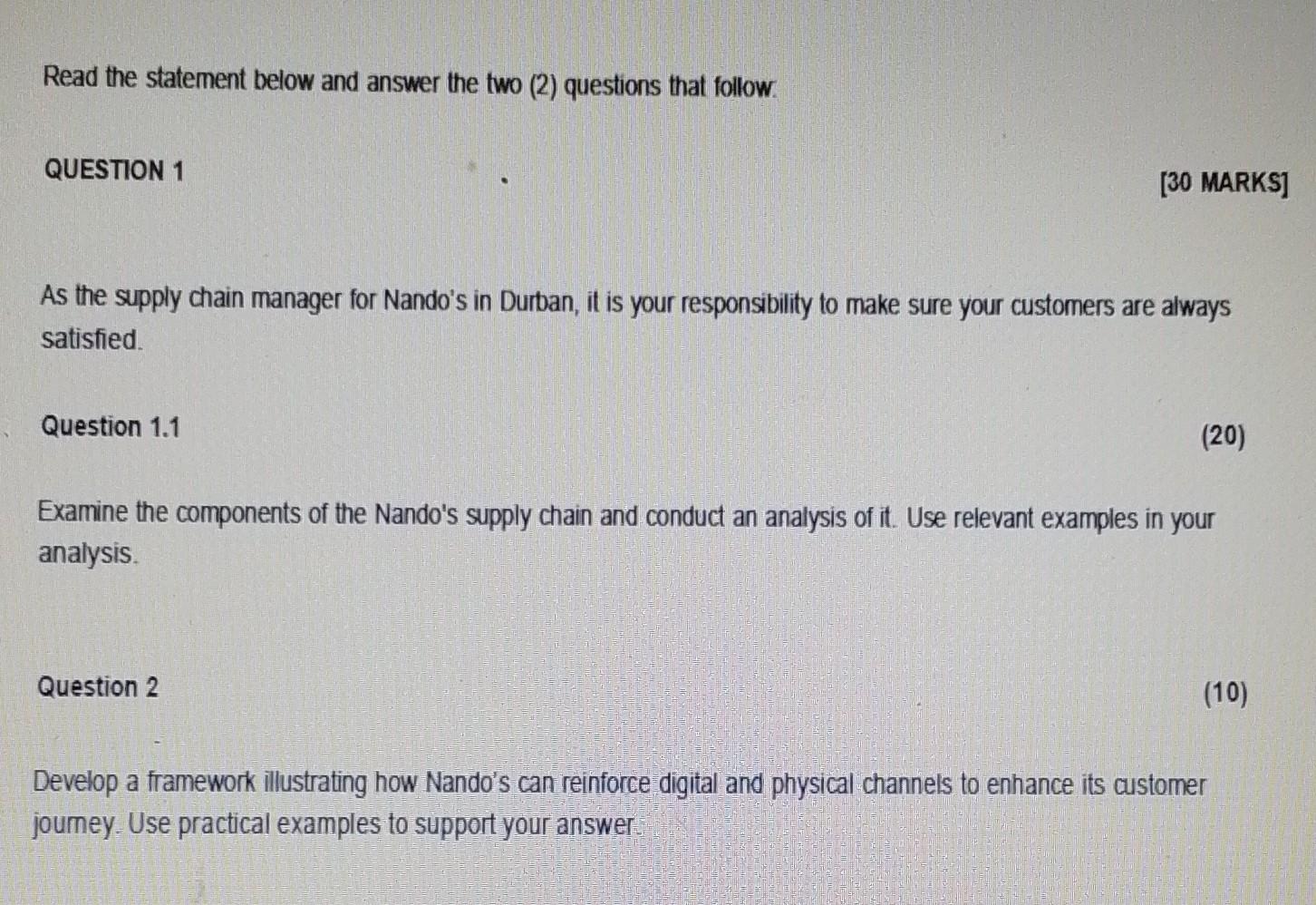 Solved Read the statement below and answer the two (2) | Chegg.com