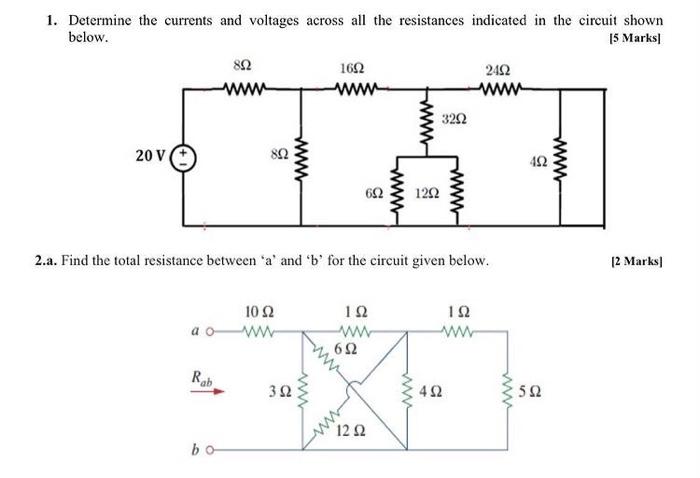 Solved 1. Determine the currents and voltages across all the | Chegg.com