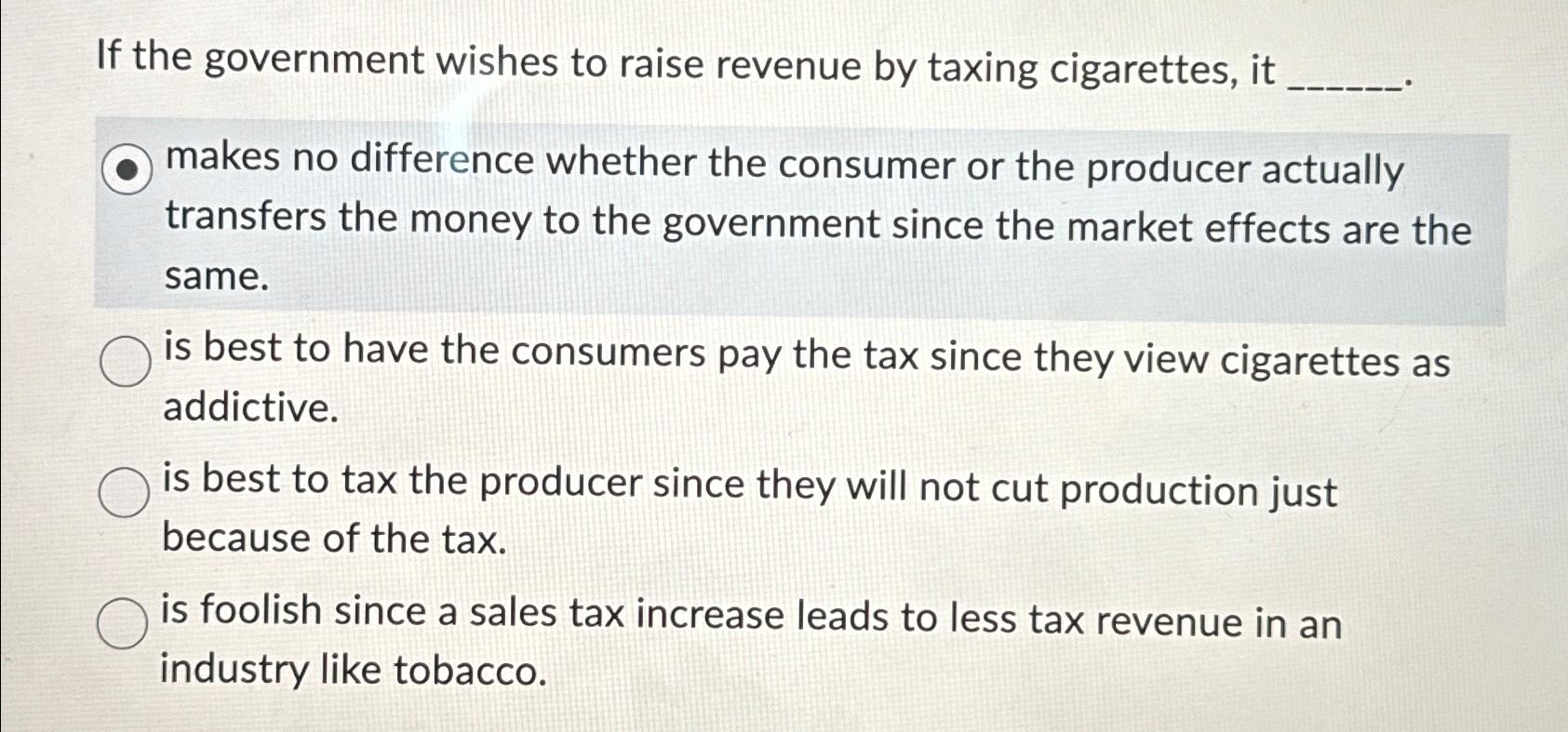 Solved If The Government Wishes To Raise Revenue By Taxing | Chegg.com