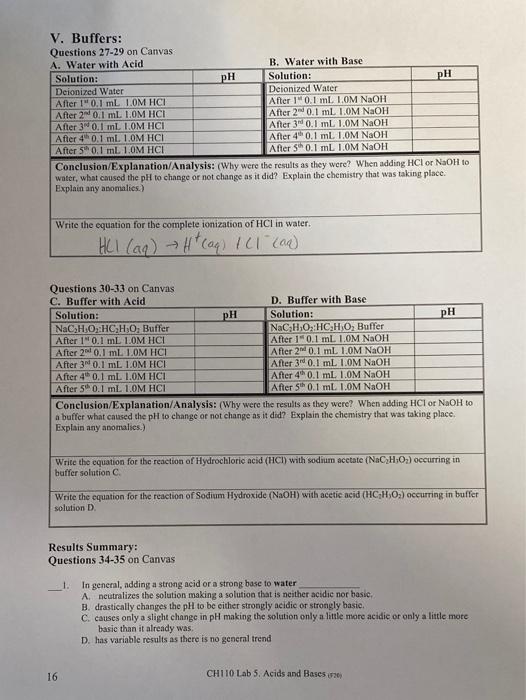 Acids And Bases Exercises With Answers