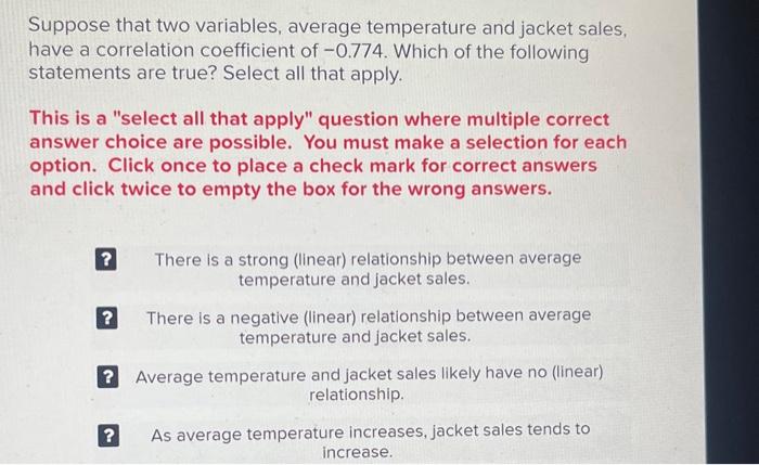 Solved Suppose that two variables, average temperature and | Chegg.com