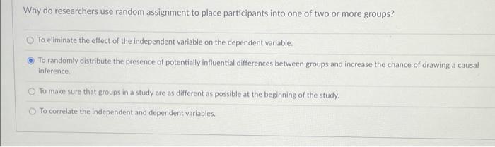 researchers assignment of participants to groups by chance