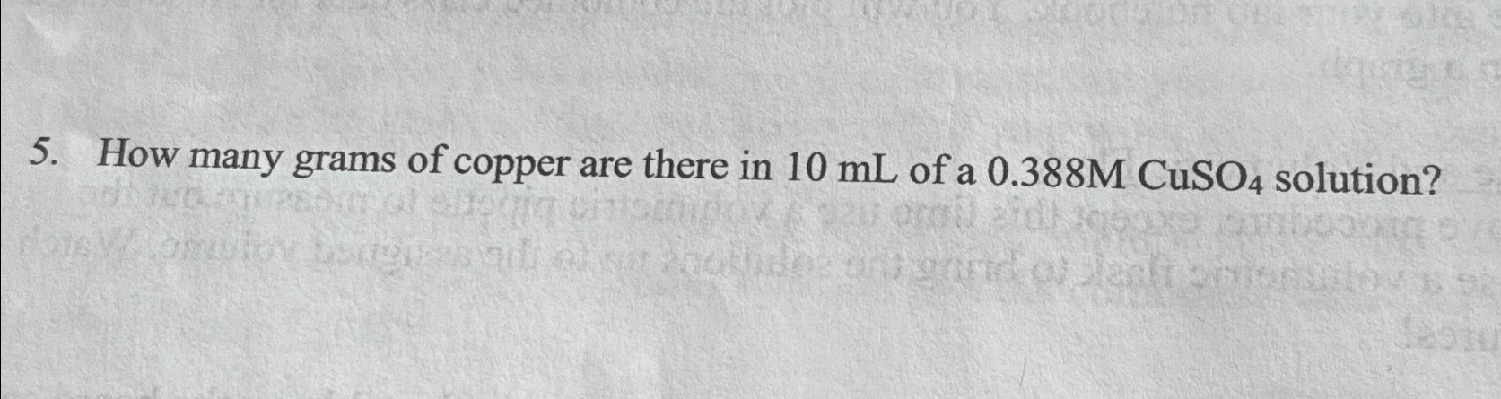 Solved How many grams of copper are there in 10mL ﻿of a | Chegg.com