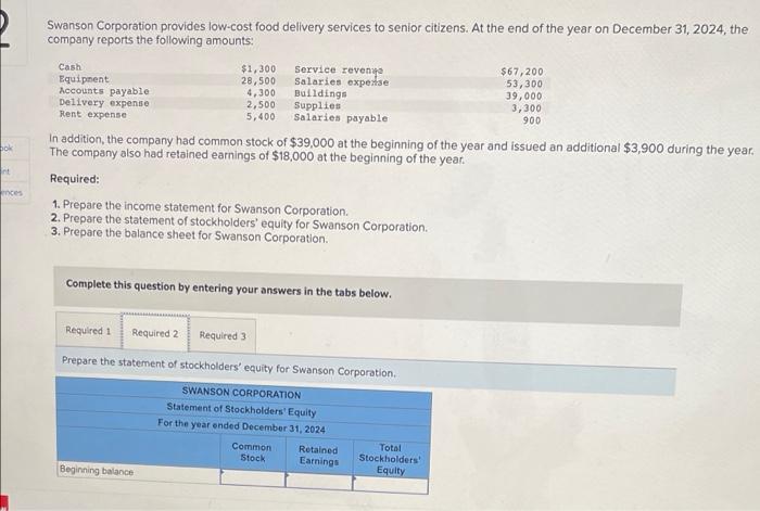 Solved Swanson Corporation Provides Low Cost Food Delivery Chegg Com   Image