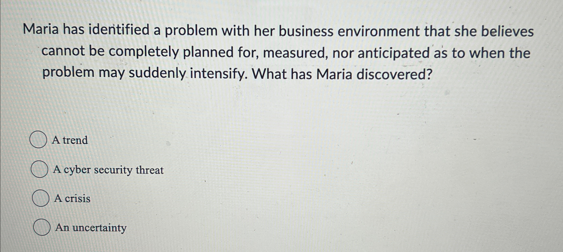 Solved Maria has identified a problem with her business | Chegg.com