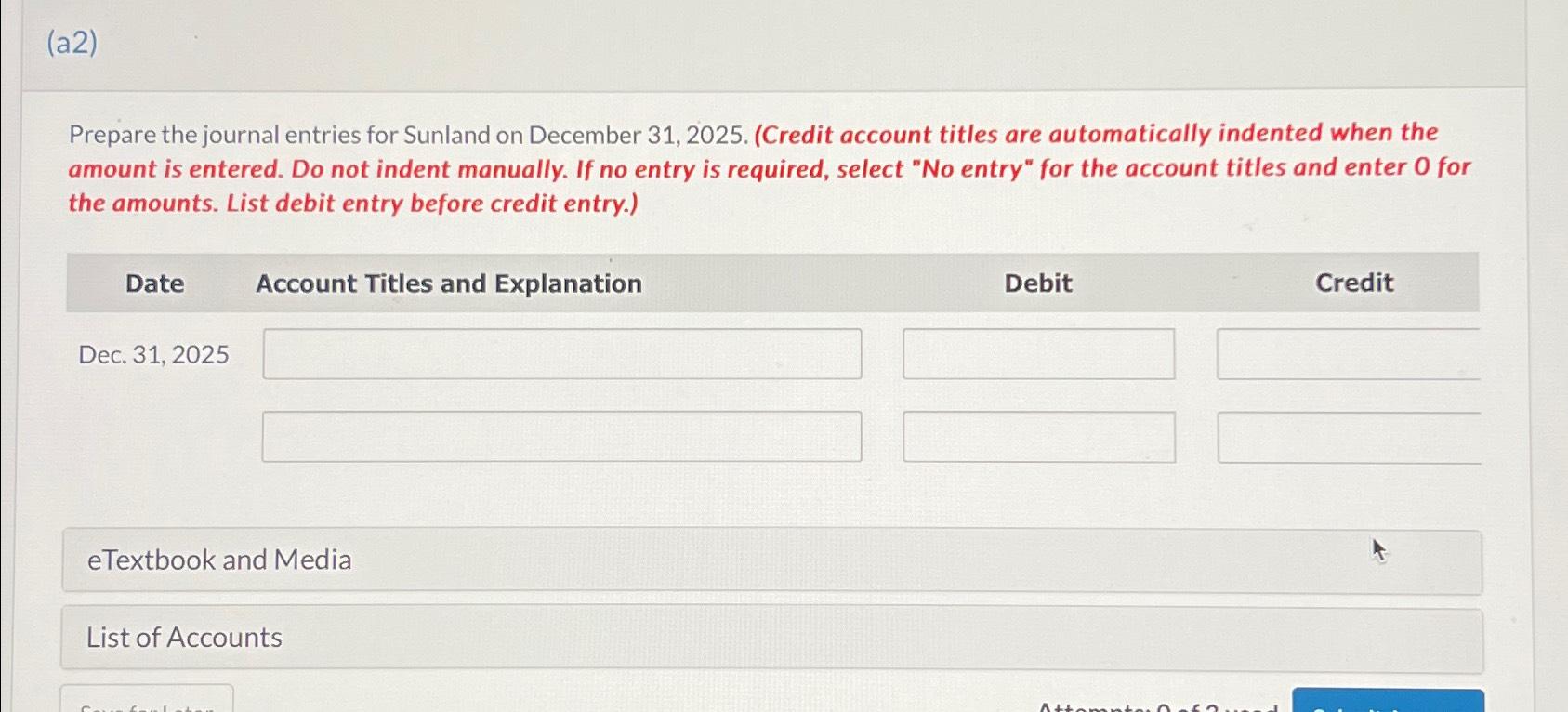 Solved Current Attempt in ProgressOn March 1, 2025, ﻿Sunland | Chegg.com