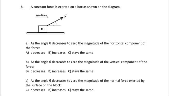 Solved A constant force is exerted on a box as shown on the | Chegg.com