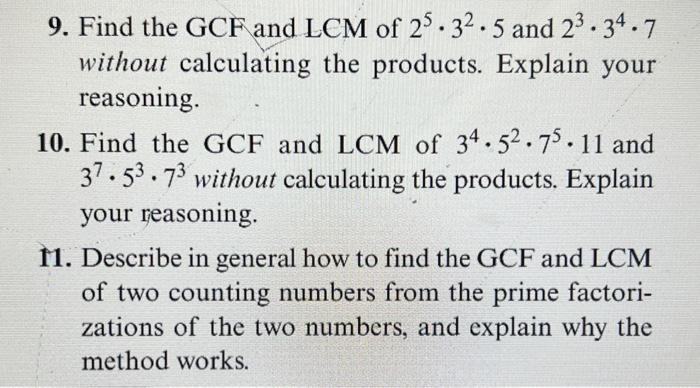 Solved 9. Find the GCF and LCM of 25⋅32⋅5 and 23⋅34⋅7 | Chegg.com