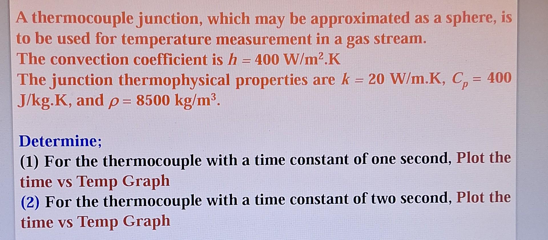 Solved A thermocouple junction, which may be approximated as