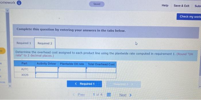 Solved Help Save & Exit Submit 1 Check my work Textra | Chegg.com