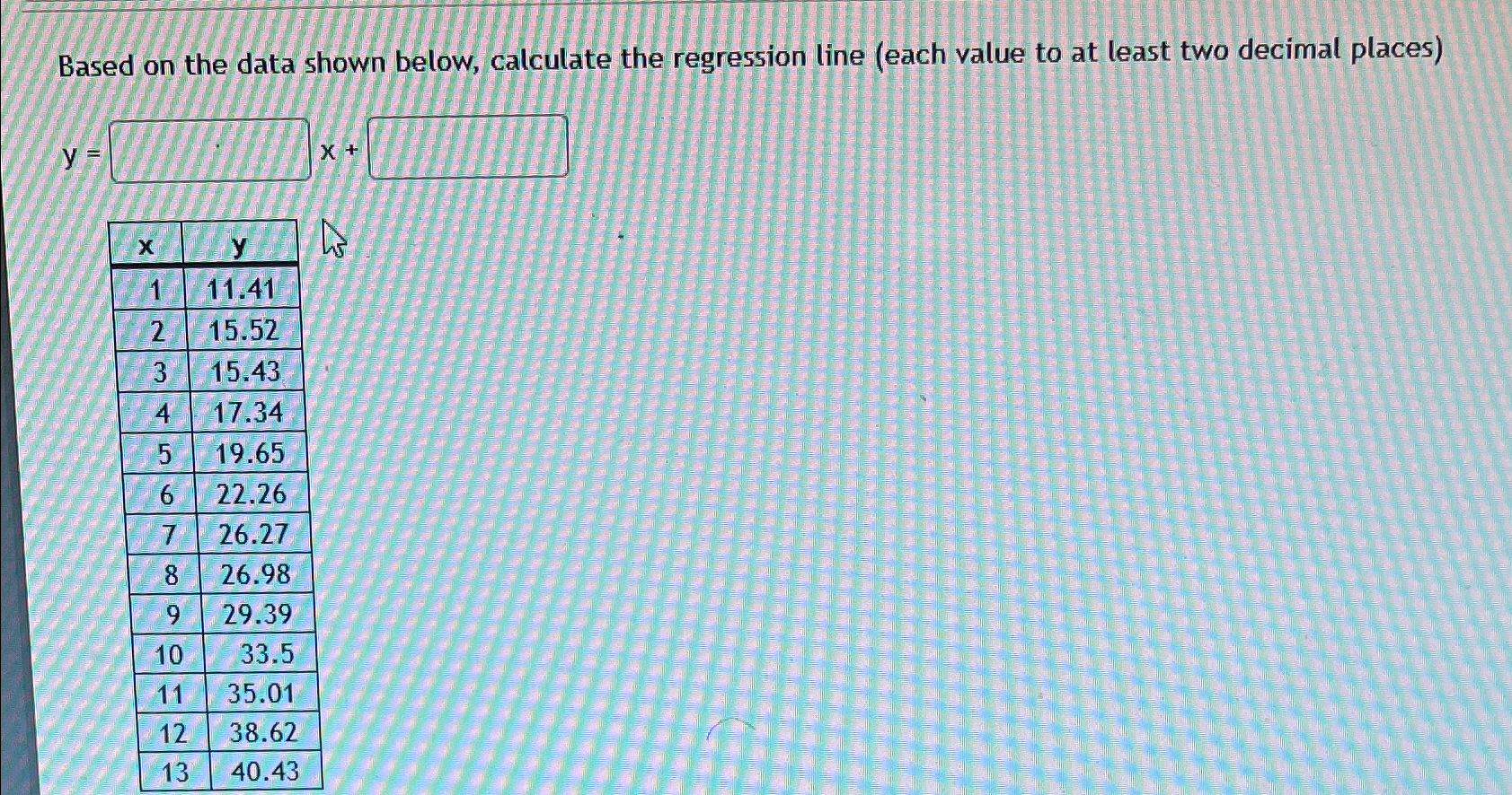 Solved Based on the data shown below, calculate the | Chegg.com