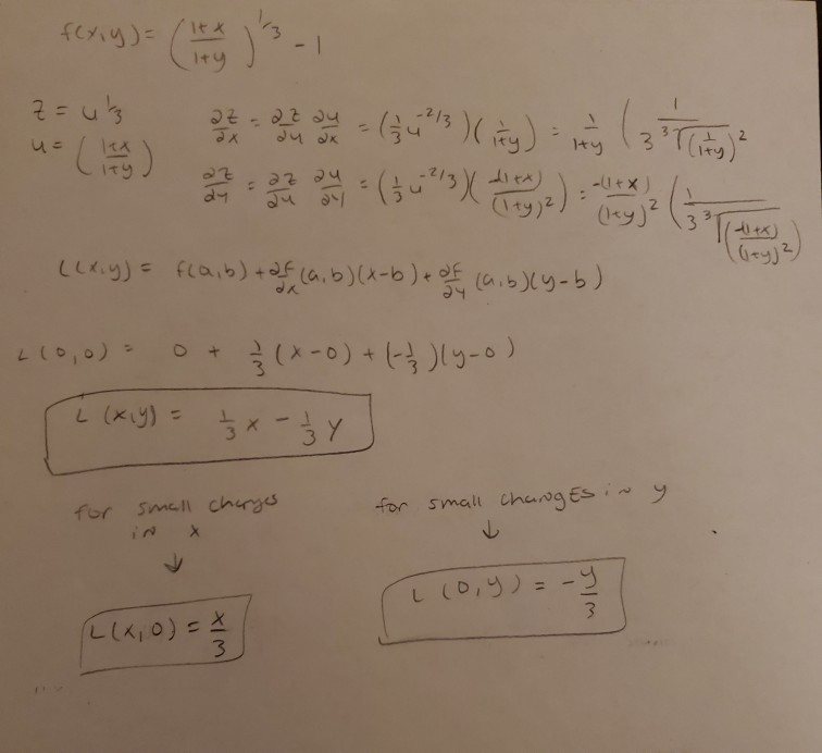 Solved Linear approximation of f(x,y) ONLY QUESTION 3: what | Chegg.com