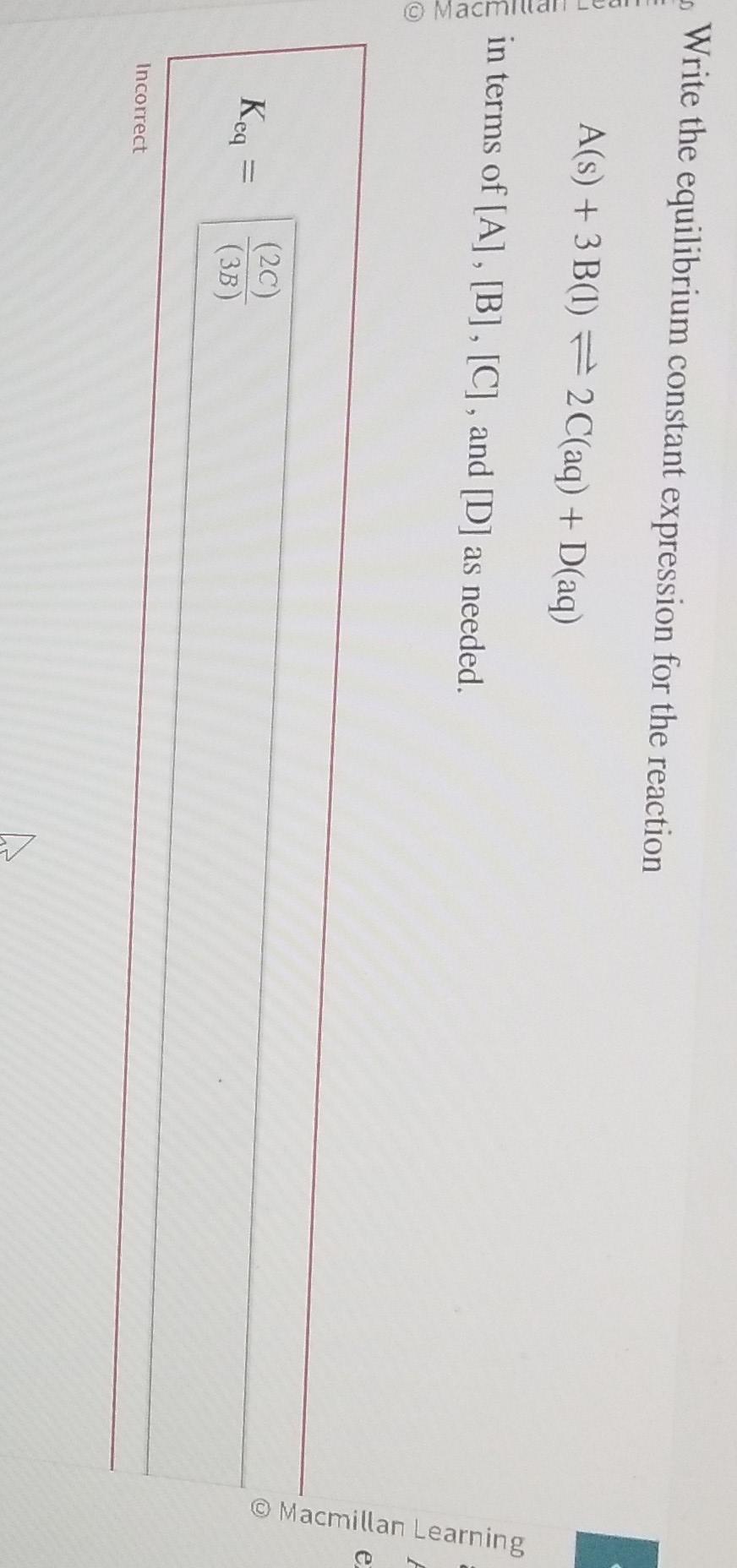 Solved Write The Equilibrium Constant Expression For The 6475