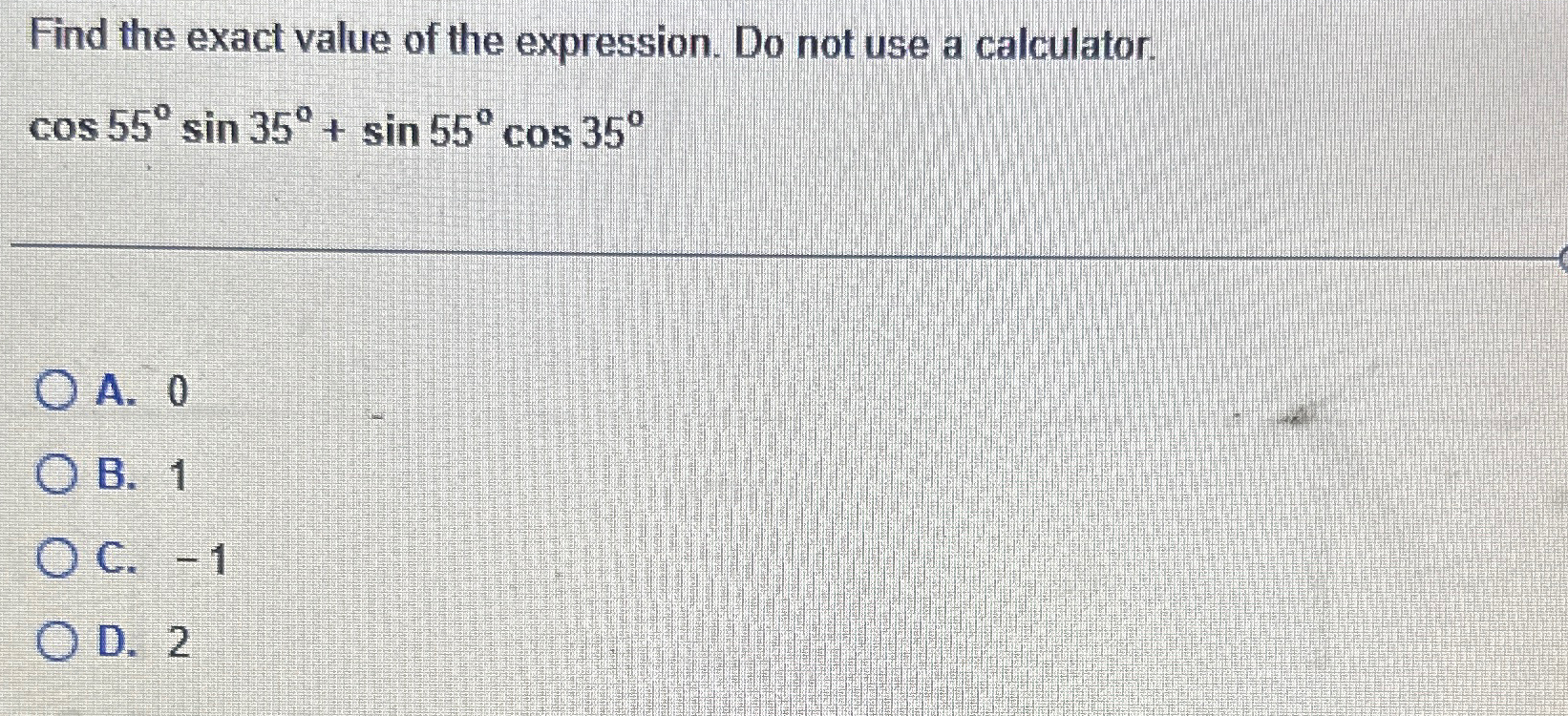 Solved Find the exact value of the expression. Do not use a | Chegg.com