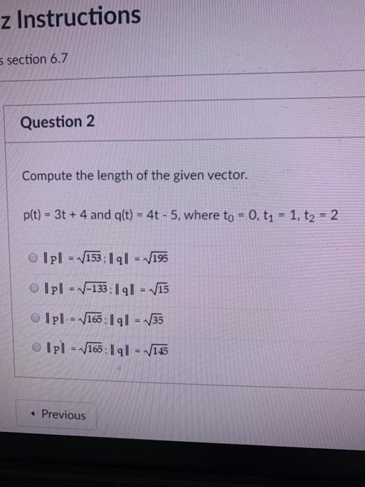 Solved z Instructions 5 section 6.7 Question 2 Compute the | Chegg.com