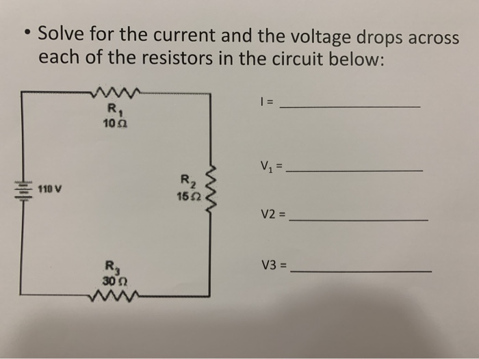 Solved • Solve for the current and the voltage drops across | Chegg.com