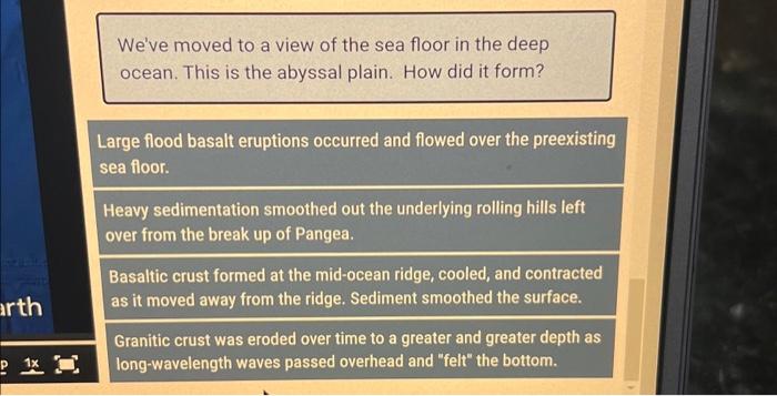 Solved We've moved to a view of the sea floor in the deep | Chegg.com