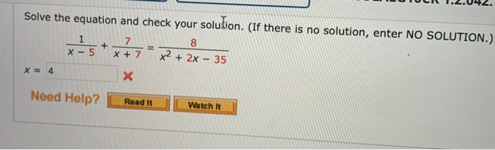 Solved Solve the equation and check your solution. (If there | Chegg.com