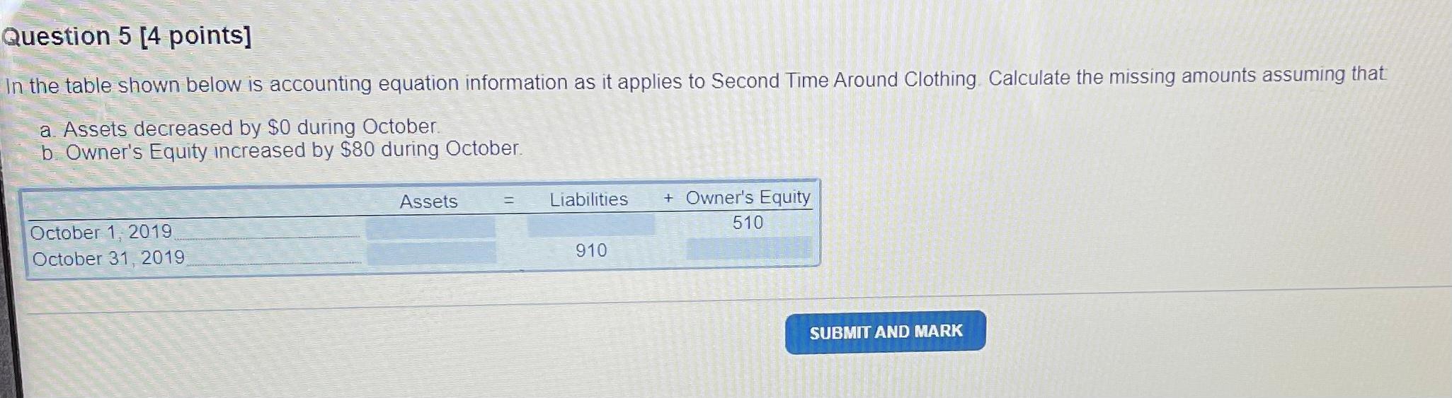 Solved Question 5 [ 4 ﻿points]In the table shown below is | Chegg.com