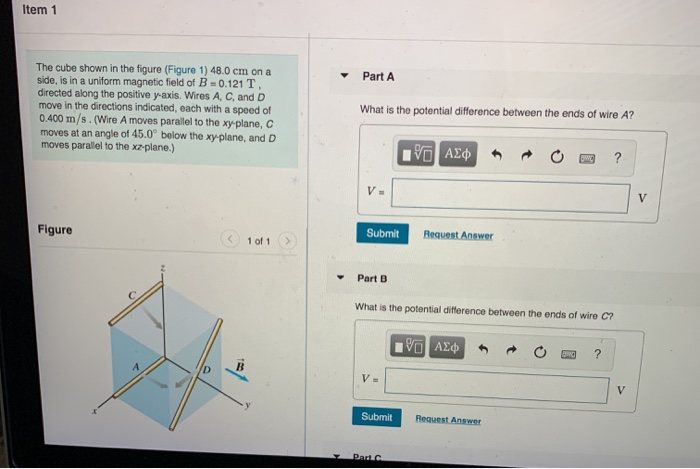 Solved Item 1 Part A The cube shown in the figure (Figure 1) | Chegg.com