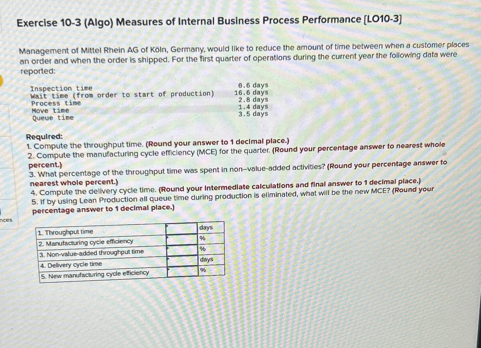 Solved exercise 10 3 algo measures of internal business chegg