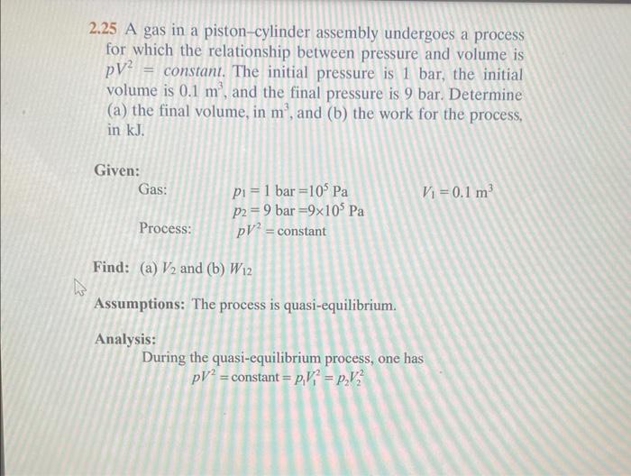 Solved 2.25 A gas in a piston-cylinder assembly undergoes a | Chegg.com 