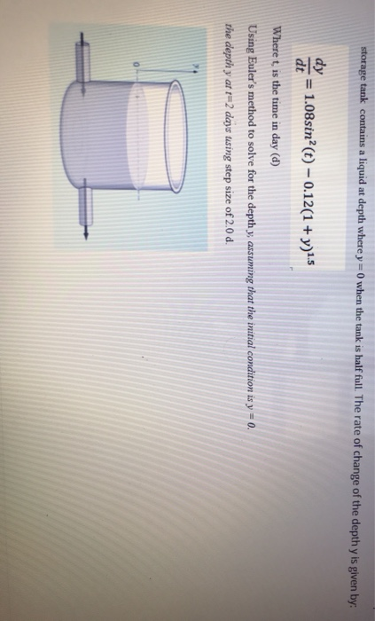 Solved storage tank contains a liquid at depth where y = 0 | Chegg.com