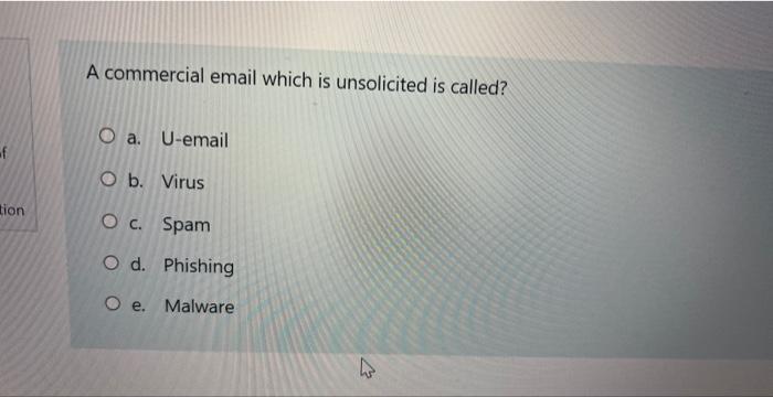 unsolicited commercial email are also called spyware malware spam virus