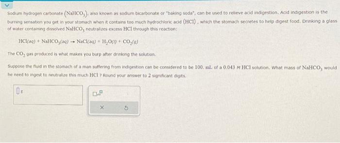 Solved Sodium hydrogen carbonate (NaHCO3), also known as | Chegg.com