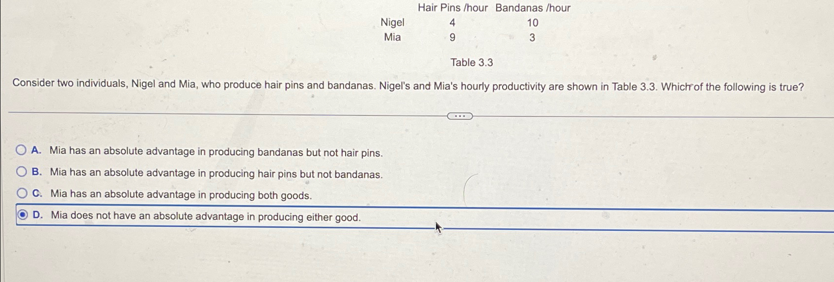Solved Hair Pins/hour Bandanas/hourNigel410Mia93Table