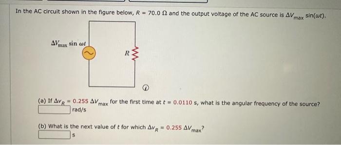Solved n the AC circuit shown in the figure below, R=70.0Ω | Chegg.com