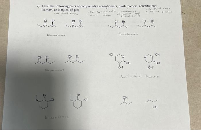 Solved 2) Label the following pairs of compounds as | Chegg.com