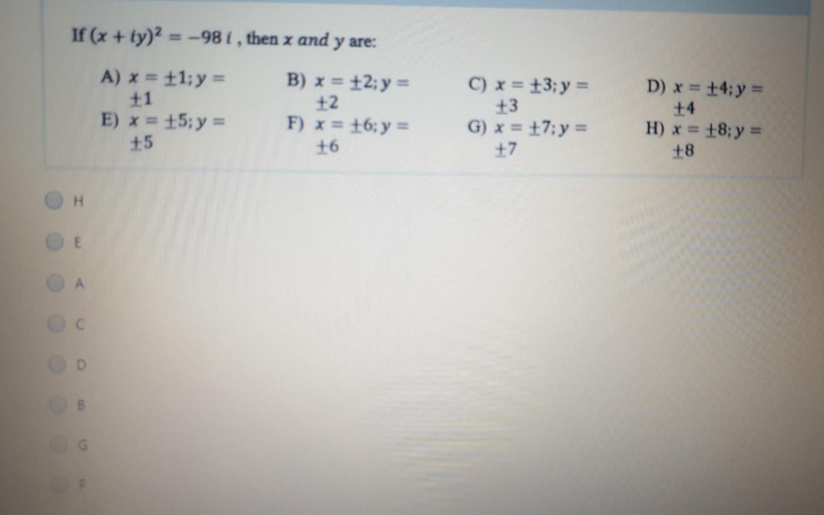 If X 1y 2 981 Then X And Y Are A X 1 Y Chegg Com