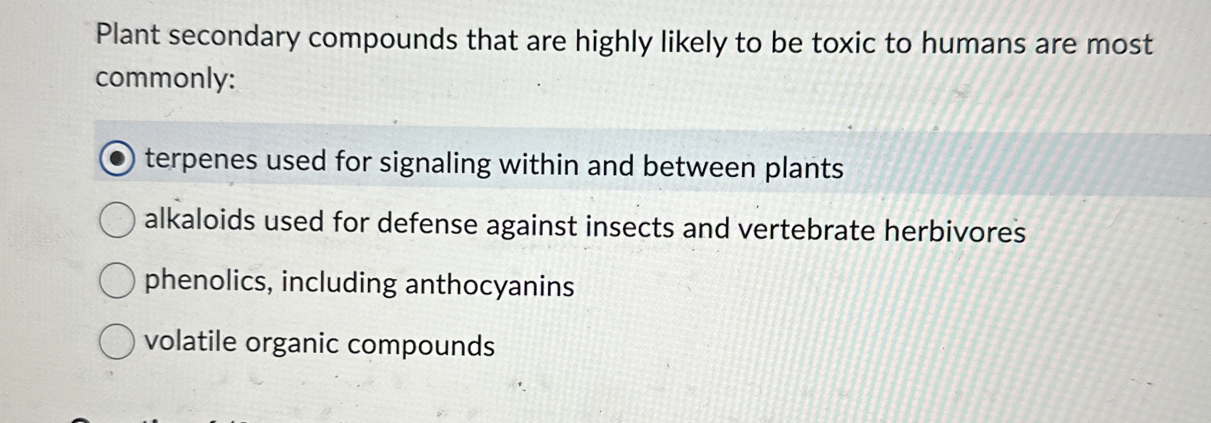 Solved Plant Secondary Compounds That Are Highly Likely To 