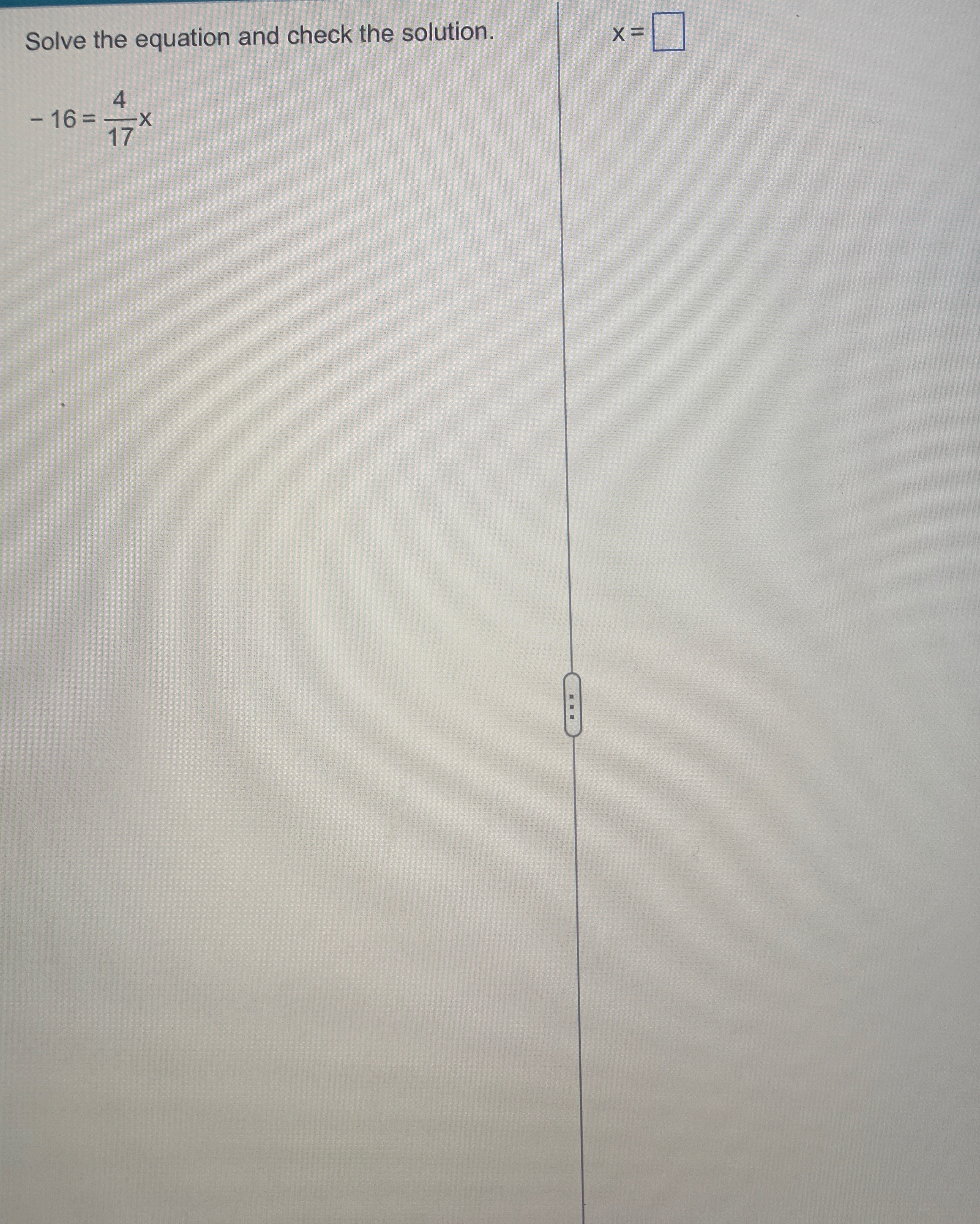 Solved Solve the equation and check the solution. ﻿Solve the | Chegg.com